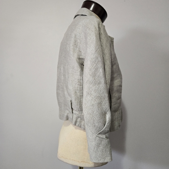 Lida Baday Light Grey Linen Cropped Jacket With Silk lining. Size 6 - Picture 5 of 14
